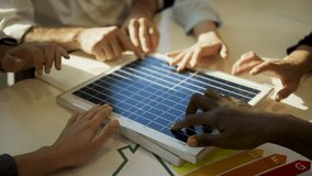 Human hands touch solar panel. Renewal energy, sustainable. - Powered by Shutterstock - Get 15% off with code: PIKWIZARD15