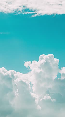 Cloudy Blue Sky With Fluffy Clouds. Natural Background. NO BIRDS. Time Lapse