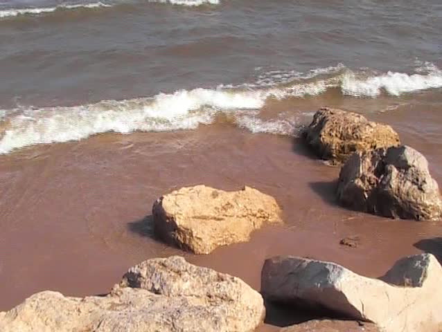 Waves crashing on some rocks