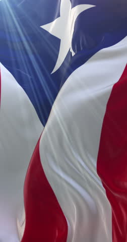 Flag of Puerto Rico. Loop. 4K Vertical