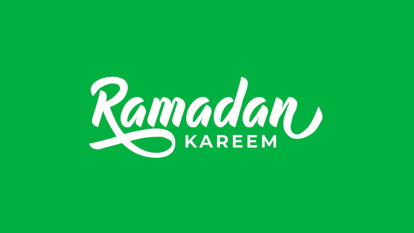 Ramadan Kareem text animation. Animated text with green screen background. Suitable for Ramadan celebration greeting and opening video. Features 4k and chroma key background