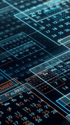monthly calendar with months flying on screen, animated background (3d render) vertical video