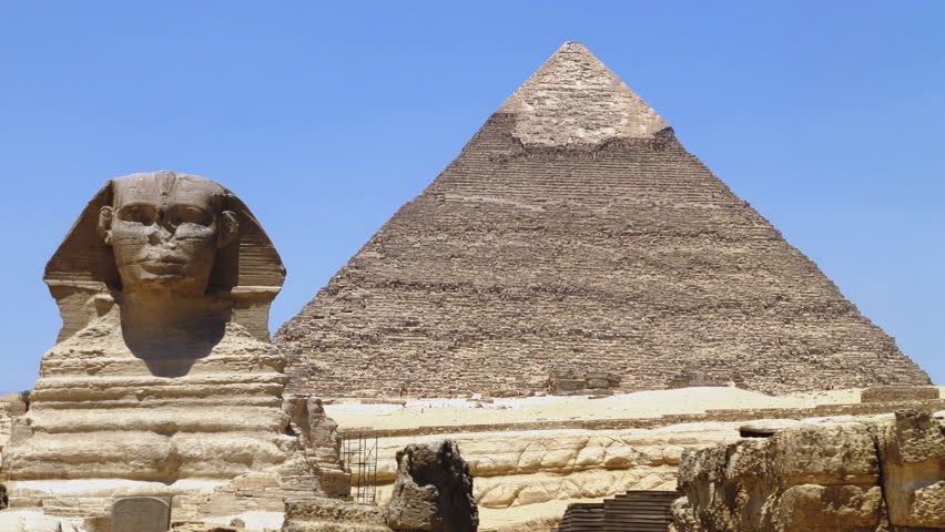 A stunning video capturing the iconic Great Sphinx of Giza and the Pyramid of Khafre in Giza, Egypt. The video showcases the grandeur of these 