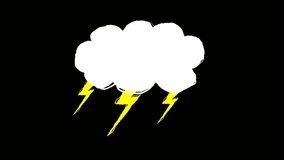 White scribbled cloud with yellow lightning. The animation adds a unique and energetic touch to the classic symbol of weather - Powered by Shutterstock - Get 15% off with code: PIKWIZARD15