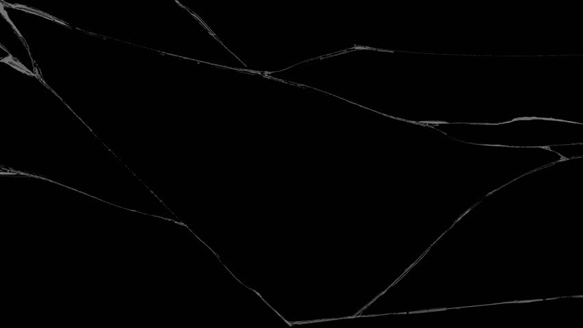 High-quality broken glass texture with sharp cracks on a black background, ideal for creating dramatic visual effects, overlays, and cinematic scenes