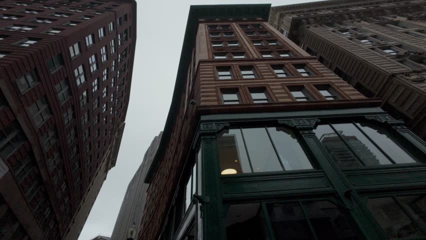 Urban Architecture in Boston, Historic Buildings from a Low Angle View