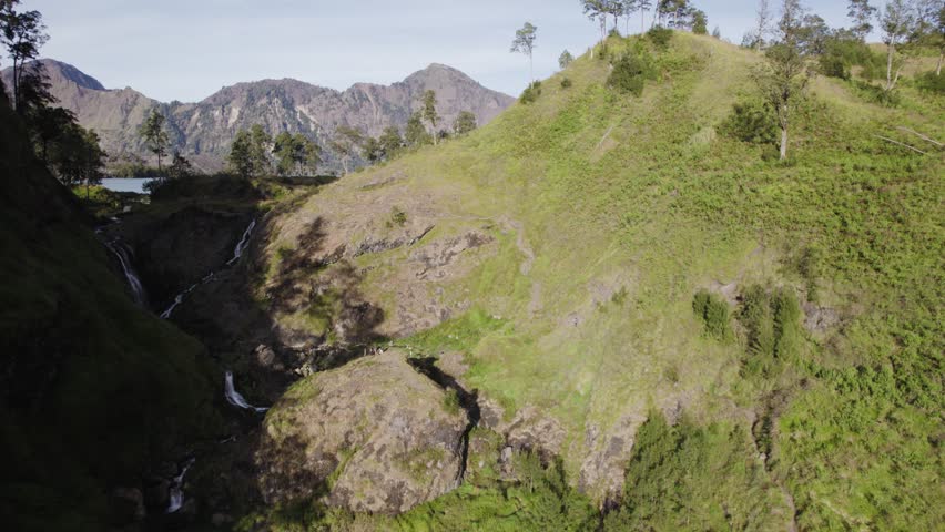 landscape of hill on mount rinjani