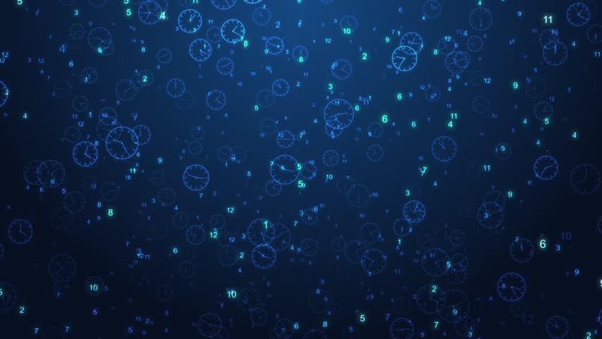 Clocks Technology Tunnel Animation, Background. Classic Clock time. Spiral Clock Zoom Motion. Quartz Countdown Infinite time, deadline, scheduling, time and space, past, present and future.