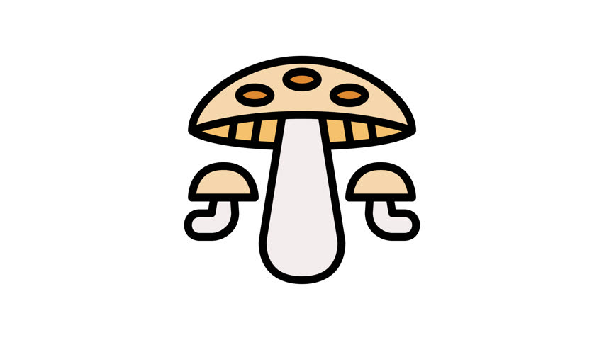 Animated three cheerful cartoon mushrooms in vibrant colors, perfect for childrens designs, kitchen decor, and naturethemed projects. Bright and whimsical!