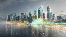 Smart digital city skyline concept. Communication network. Artificial Intelligence technology, digital city, 5g networks - Powered by Shutterstock - Get 15% off with code: PIKWIZARD15