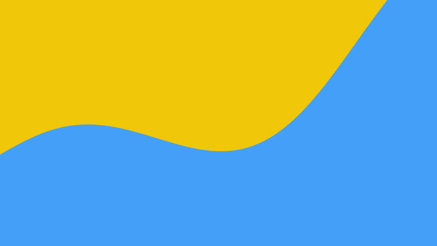 4k yellow sunny and light blue animated background. Fluid seamless looping simple animation. Organic childish shapes. Ukrainian Sweden Flag colors. Painting class. Kids fashion. Children style banner