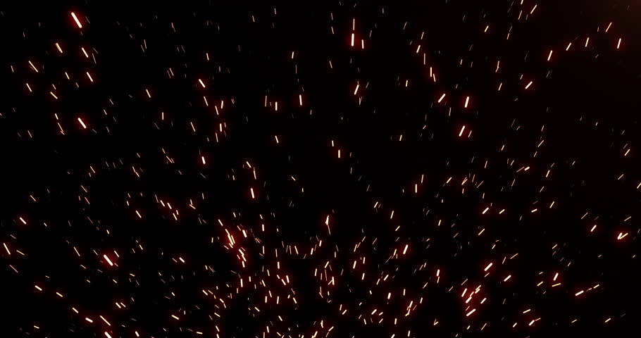Sparks and fire particles going up