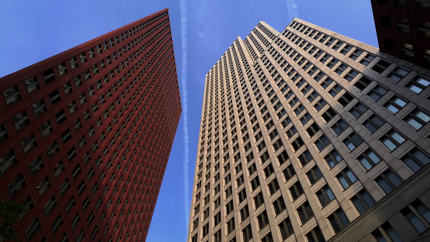 Low angle view of modern high-rise buildings in The Hague