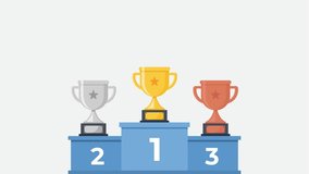 Three Trophy Podium with Gold, Silver, and Bronze Placement in a 4k animated video - Powered by Shutterstock - Get 15% off with code: PIKWIZARD15