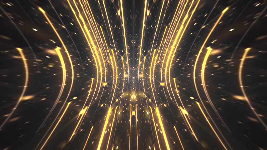 Abstract background animation with glittering shiny gold particles and golden shooting stars. This luxury  glamorous awards ceremony motion background animation is full HD and a seamless loop.