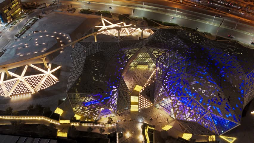 Riyadh Cityscape at Night A Stunning - Aerial View of Saudi Arabias Capital. KAFD