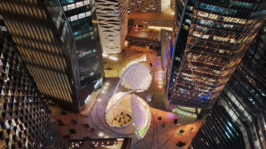 Riyadh Cityscape at Night A Stunning - Aerial View of Saudi Arabias Capital. KAFD