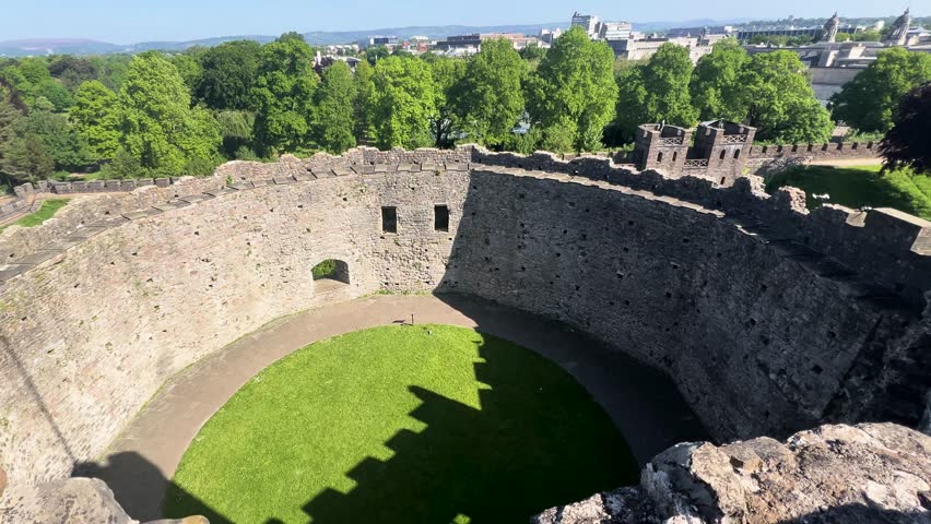 Viewpoint from Cardiff Castle Norman Keep Wales
