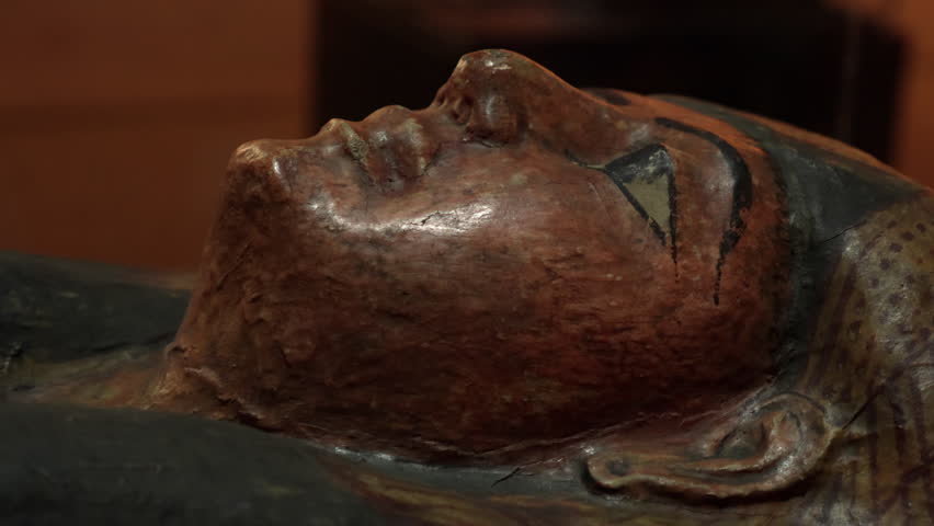 Ancient egyptian painted wooden Coffin lid Taikashet - Lady of the House. Tomb, symbol of antique history