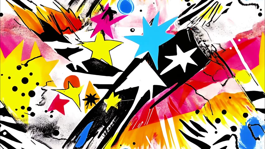 Colorful Cartoon Abstract Seamless looped animated background perfect for concerts, VJ loops, live streams, and motion design. Versatile visuals for creative projects, vertical motion