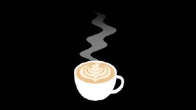 A cup of coffee or cappuccino with steam animation on black background - Powered by Shutterstock - Get 15% off with code: PIKWIZARD15