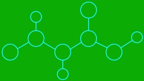 Animated line blue icon of molecule. Linear medical symbol is drawn. Concept of research, structure, connection, chemistry, biology. Looped video. Vector illustration isolated on green background. - Powered by Shutterstock - Get 15% off with code: PIKWIZARD15