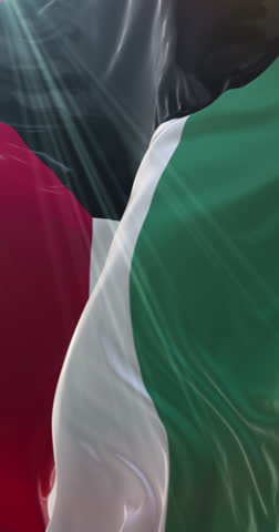 Flag of Kuwait. 4K Vertical. Loop