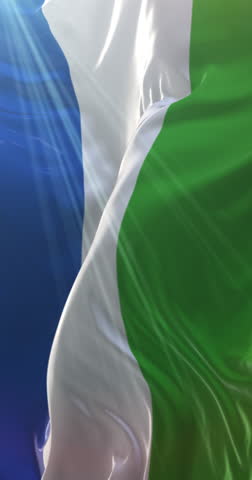 Flag of Sierra Leone. 4K Vertical. Loop