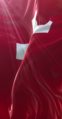 Switzerland Flag. 4K Vertical. Loop