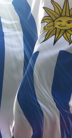 Uruguay Flag. 4K Vertical. Loop