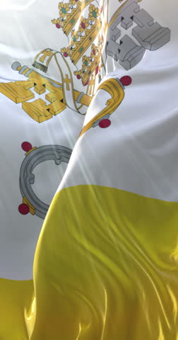 Vatican City Flag. 4K Vertical. Loop