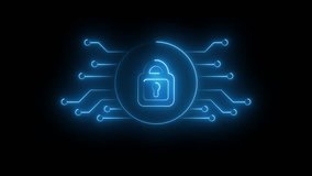 Network security padlock icon, digital lock and circuit board animation Isolated on Black Background - Powered by Shutterstock - Get 15% off with code: PIKWIZARD15