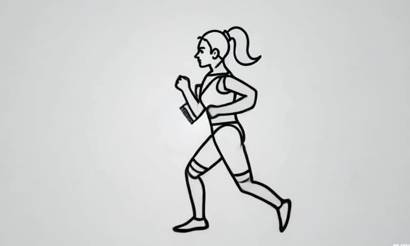 vector illustration of a girl. The girl is running. The girl is exercising