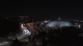Tacoma Dome And Traffic At Night In Tacoma, Washington, USA. - wide shot - Powered by Shutterstock - Get 15% off with code: PIKWIZARD15
