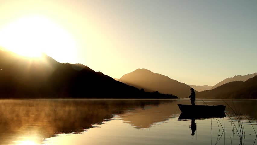 fly fisherman fishing from boat Royalty-Free Stock Footage #3724553