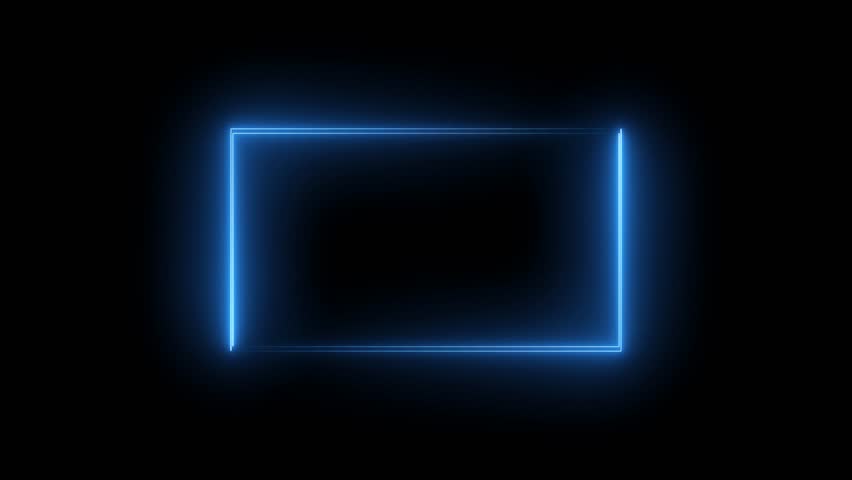 abstract Glowing Neon light frame rectangle loading icon. Square rectangle picture frame with two tone neon color motion graphic .