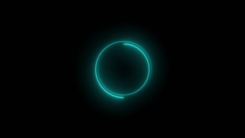 Loading circle neon glowing blue color illustration. Download Progress, Preloaded Interface Buffering. neon circle frame loading icon background.
