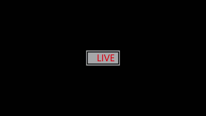 social media icon animation motion on live streaming come across Live Stream sign. Red symbol, button of live streaming, broadcasting, online stream emblem.