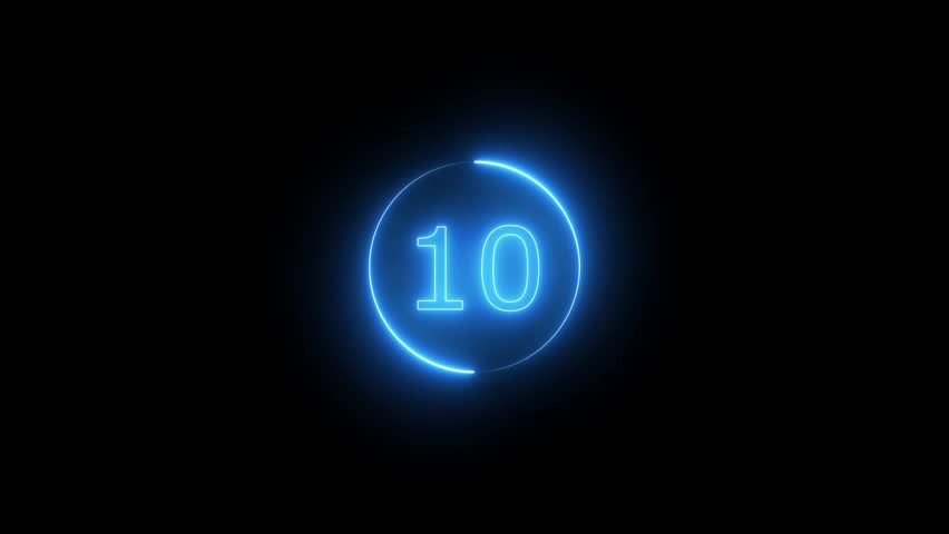 countdown 10 samoai 0 neon loading circle, animated rotating neon circle loading 4k. 10 Seconds Countdown Timer in Neon Style.