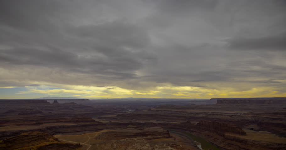 Deadhorse Point State Park in Utah, U.S.A., with Sunset Clouds Moving in Time-lapse