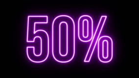 Multicolor Neon 50% Text flickering animation  - Powered by Shutterstock - Get 15% off with code: PIKWIZARD15