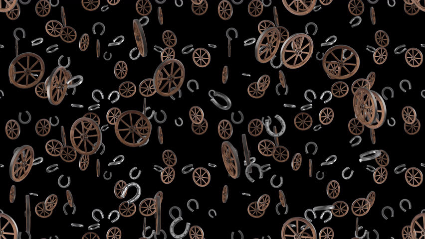 Western Wagon Wheel transparent loop tile Falling with alpha channel. This is a looping and tiling vintage layer element with transparency. Great for transparent screen content