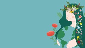 Earth Day Concept Animated 4k Video Motion Graphics. Eco planet animation. Mother earth with flowers motion graphic elements sky background. - Powered by Shutterstock - Get 15% off with code: PIKWIZARD15
