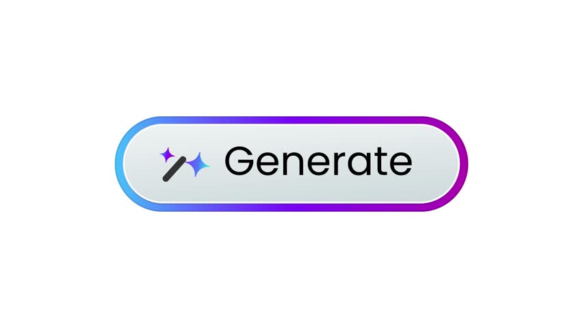 AI Button Generate design click to generative ai artificial intelligence user interface rounded image video generator symbol gradient color