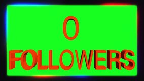 Animated rapid 3D red digital numbers counter 0 to 10000 followers on green square background with rotating lights, suitable for social media, like, subscribe, follow etc. - Powered by Shutterstock - Get 15% off with code: PIKWIZARD15