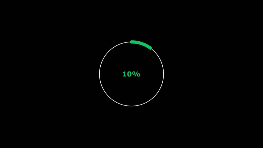10% number percent circle loading pie chart circle modern design turquoise color animation.