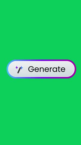AI Button Generate design click to generative ai artificial intelligence vertical video green screen user interface rounded image video generator symbol