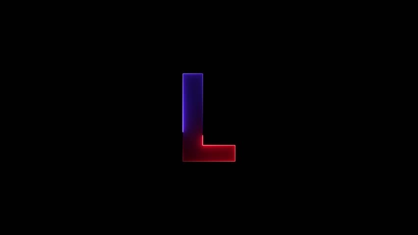 L beam outline stroke icon glowing neon 4K animation