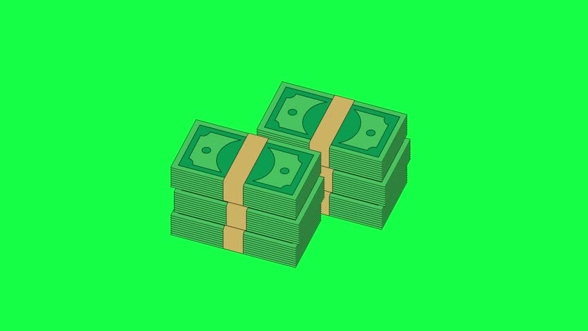 Animated of Stacked banknotes,animated of green paper money icon, cash, business, finance
