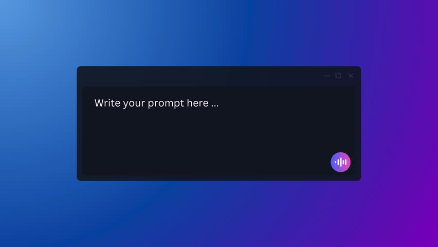 prompt search bar for AI artificial intelligence large language model user interface design voice search button engineering prompts